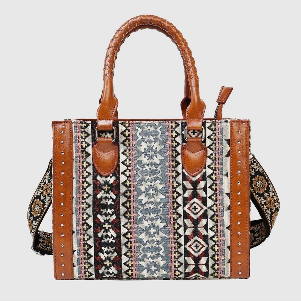 Bohemian Patterned Brown‎ and Black Handbag